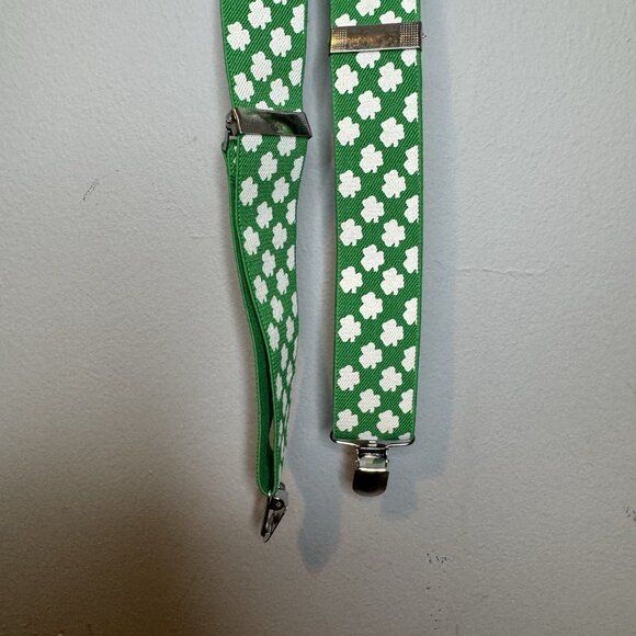 Men’s St. Patrick’s Day Green Clover Suspenders - Picture 3 of 5